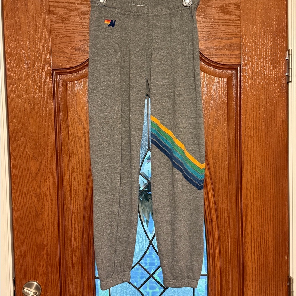 Aviator Nation Chevron Rainbow Joggers Sweatpants Womens Small Retro Loungewear